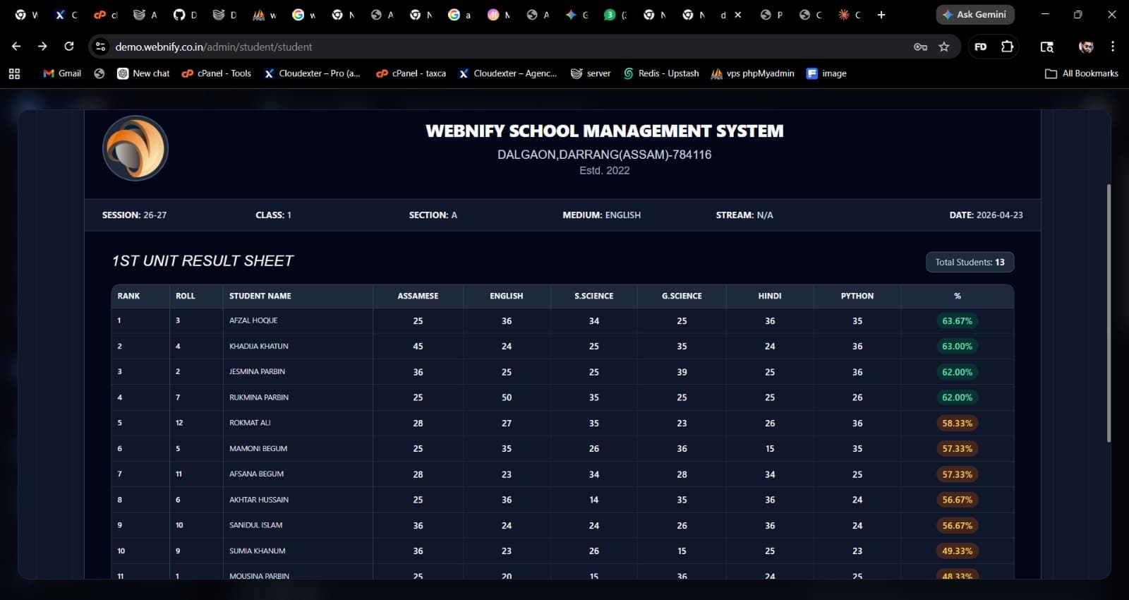 Result sheet — ready to print, ready to share